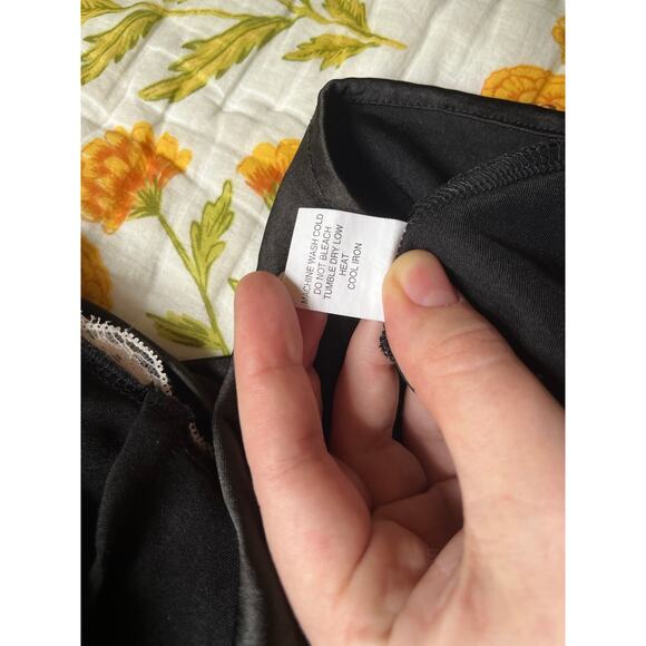 LA Hearts Silky Black Slip Dress with White Lace Trim Detailing Square Neck | XS - Picture 7 of 7